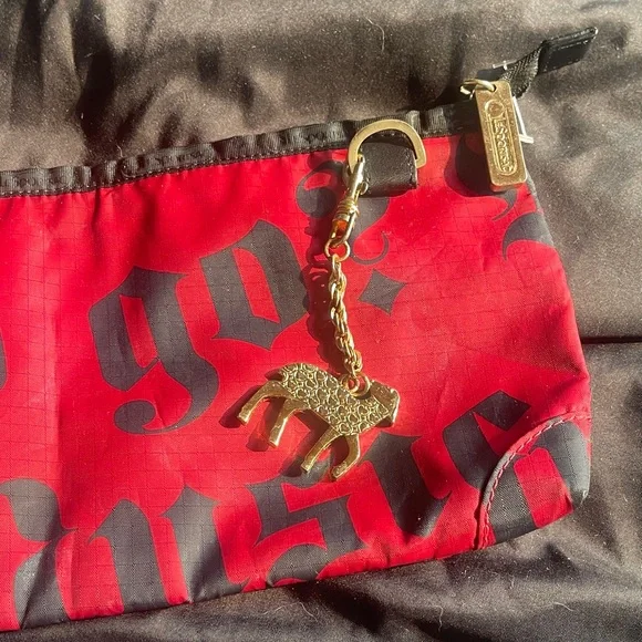 L.A.M.B. Lesportsac Red and Black Clutch with Charm Detail
